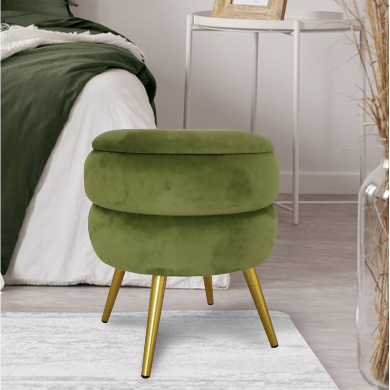 Velvet Ottoman, Green