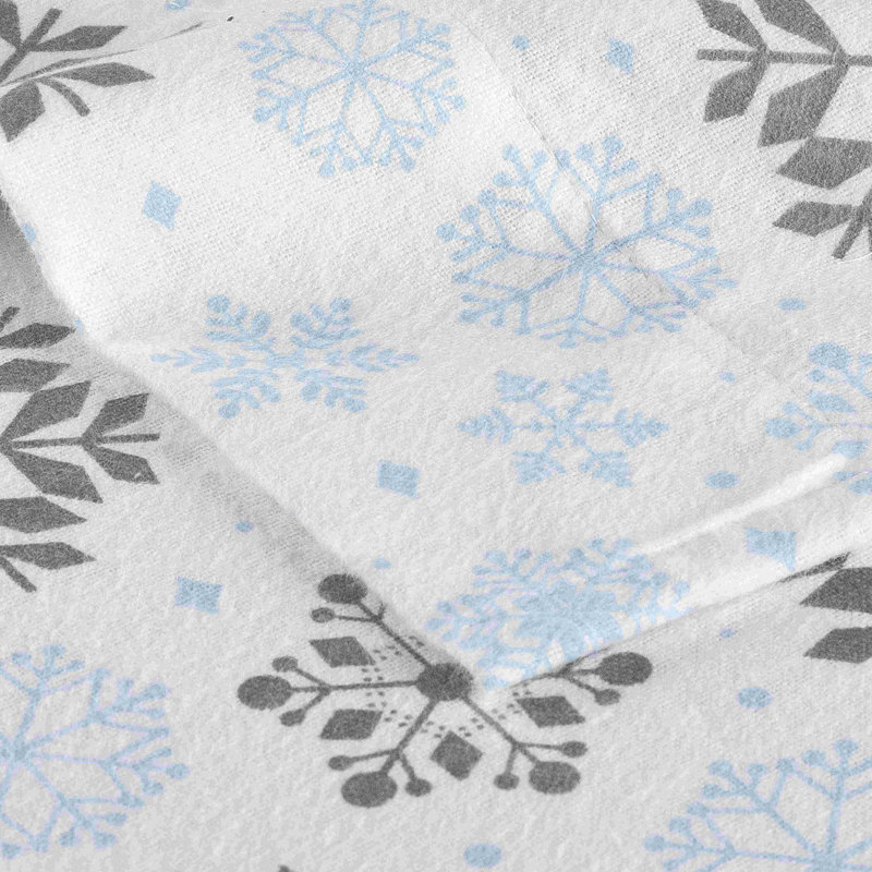 Kathy Ireland 100% Turkish Cotton Flannel Sheet Set, Gray Blue Frost, Queen Sheet Set + 1 Fitted Sheet + 2 Pillowcases