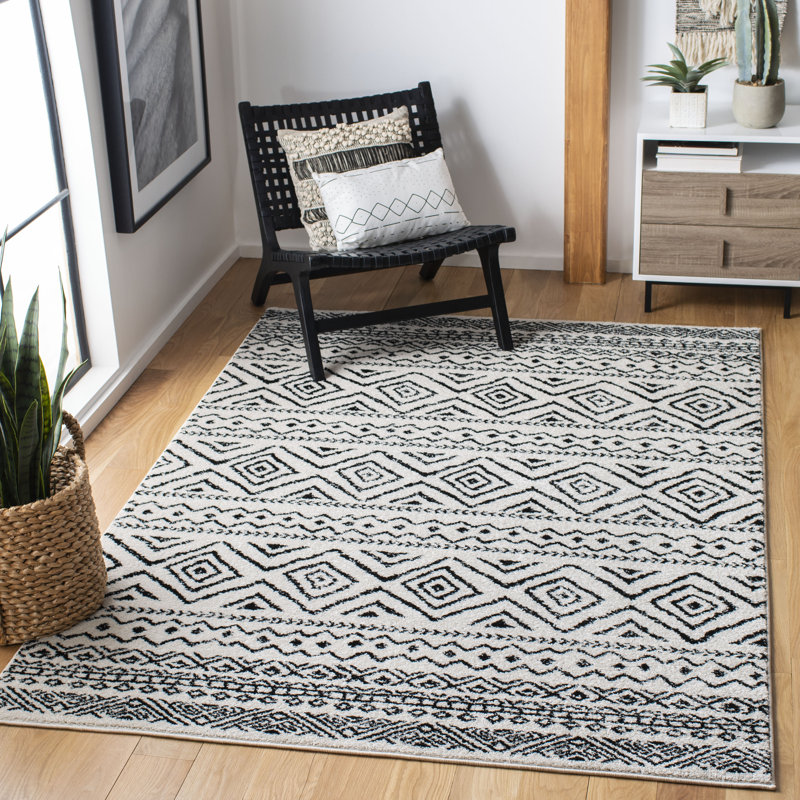 Tapis noir / ivoire Strom Southwestern, Rectangle 9 pi x 12 pi