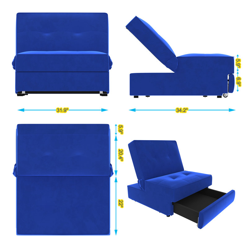Barboaz 63.78'' Armless Reclining Loveseat, Blue Revolution Performance Fabrics