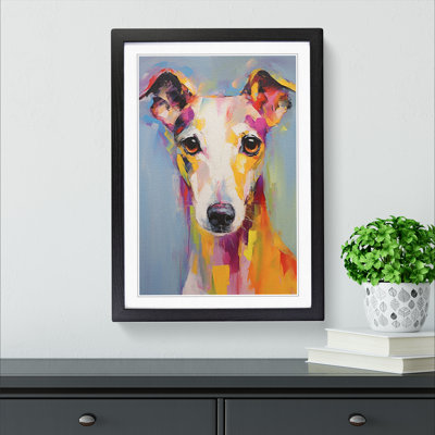 Whippet Impressionism - Single Picture Frame Print on Wood
