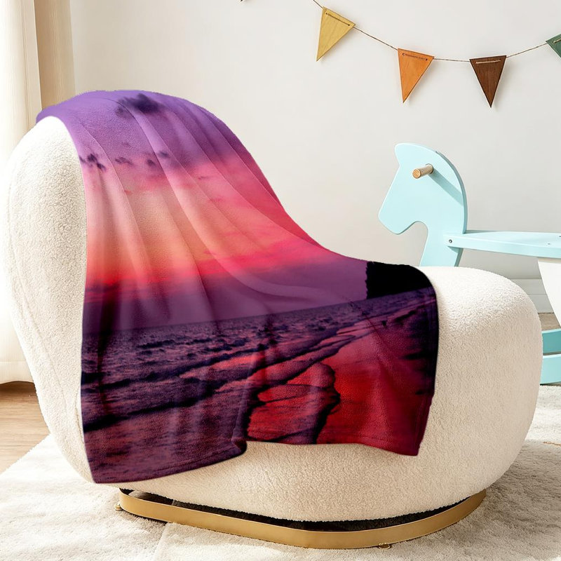 Jeté en molleton mauve ultra doux mauve, imprimé crépuscule, Jeté 30 po x 40 po