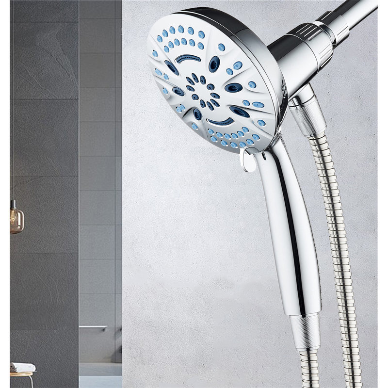 8-Mode High-Pressure Handheld Showerhead With Magdock System - 5-Inch Face, Hygienic Nozzles, 6Ft Stainless Steel Hose & Dual Magnetic Mounts