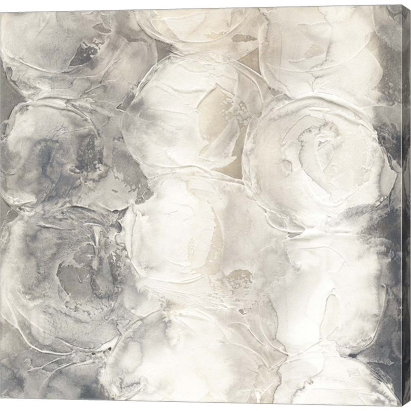 «Gray Circles I» par Chris Paschke - peinture sur toile tendue, H 12 po x l 12 po x P 1,5 po