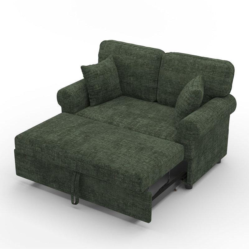 Canapé-lit en chenille avec coussin amovible, Vert