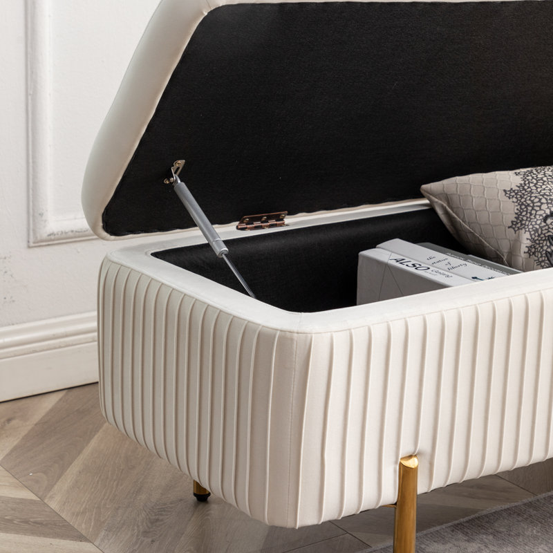 Banc de rangement rembourré en velours Miajah, null
