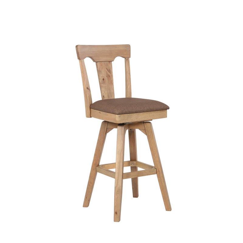 Solid Wood Panel Back Swivel Bar Stool, Bar Stool (30" Seat Height)