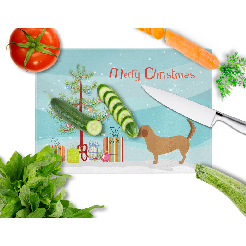 Planche à découper de noël en verre trempé caroline, Basset des Alpes