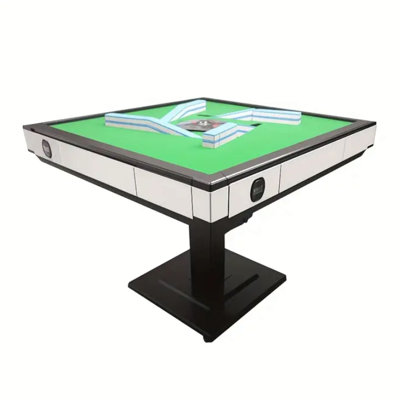 Automatic mahjong table includes 2 sets of magnetic mahjong tiles (1 set in blue, 1 set in green) and supports the game rules for Chinese, Filipino, American, and Taiwanese players. 