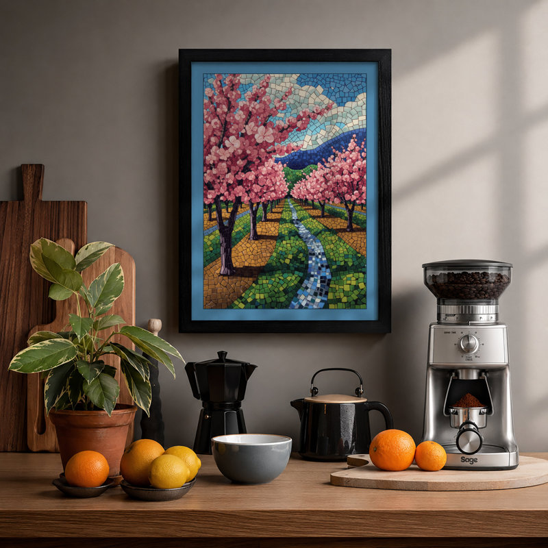 Spring Orchard In Bloom Botanical - Print, A1 - 84.1 x 59.4 cm, Black