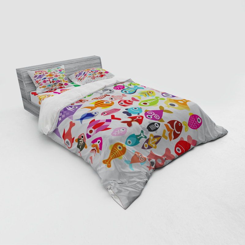 Fish Coastal Polyester Duvet Cover, Queen Duvet Cover + 3 Additional Pieces