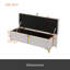 Élégant repose-pieds de rangement rembourré, banc de rangement avec pieds en métal pour la chambre à coucher, le salon, entièrement assemblé sauf les pieds, beige