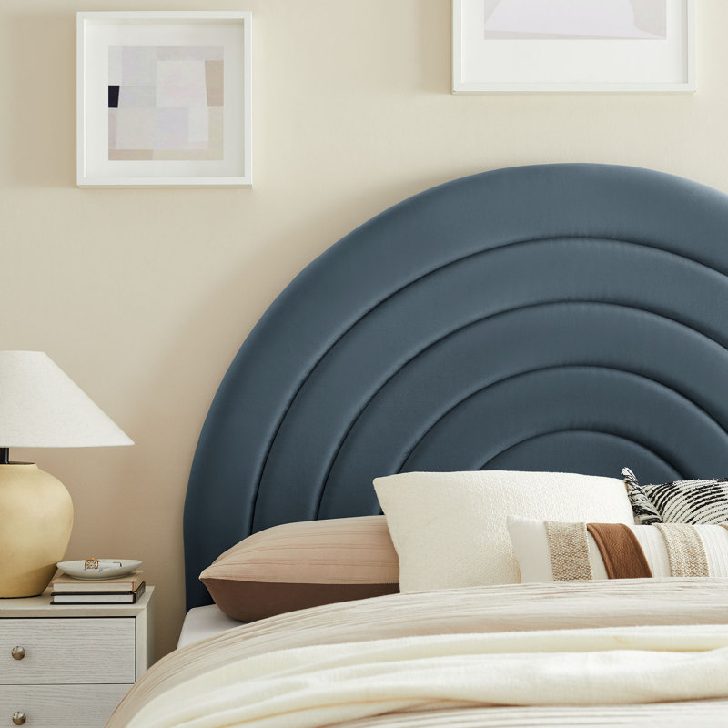 Cadet Blue Velvet Arched Full Headboard