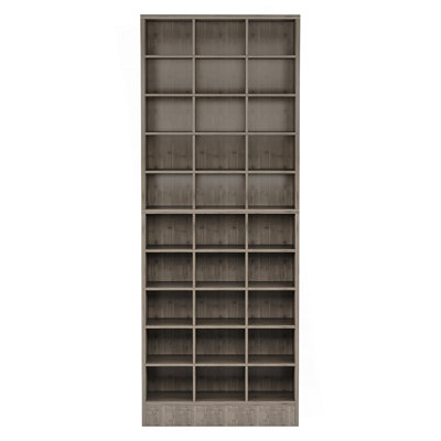 Armoire de rangement pour chaussures en bois gris à 25 niveaux de 25,6 pouces, étagère à chaussures moderne en bois à 30 compartiments