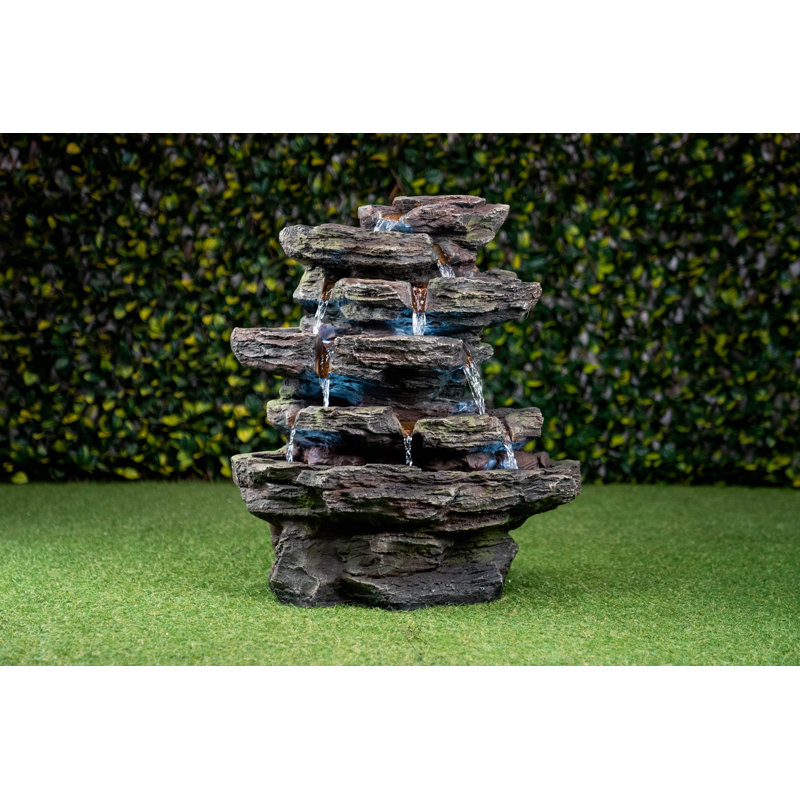 Resin Stone Multi-Level Fountain with LED Light