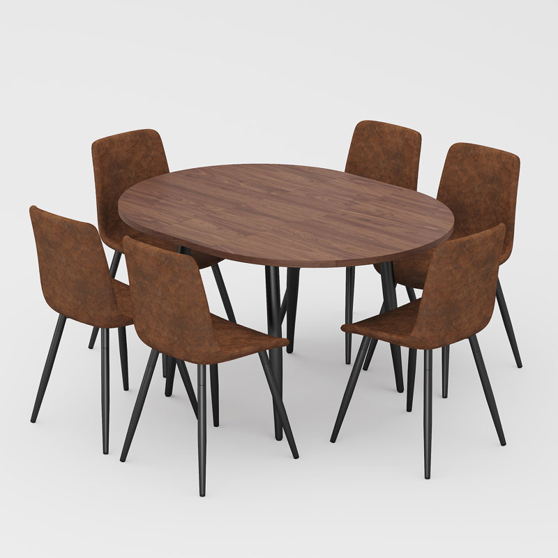 Ensemble de table de salle à manger extensible de 42 à 54 po avec chaises rembourrées confortables, Brun