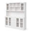 Large Kitchen Hutch Cabinet, Storage Cupboard Pantry With 4 Glass Doors, 4 Drawers & Microwave Shelf-1445431345