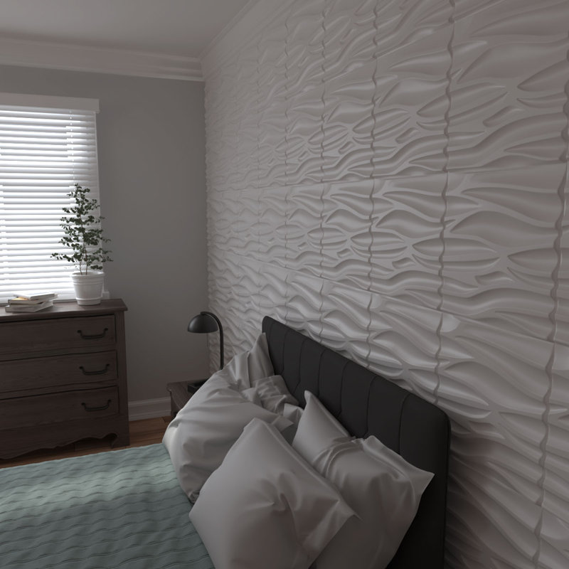 White Textured PVC 3D Decorative Wall Panels Set