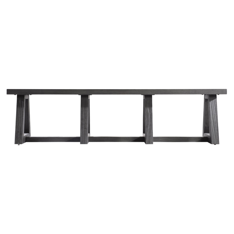 Modern Black Wood Dining Bench with Triangular Legs