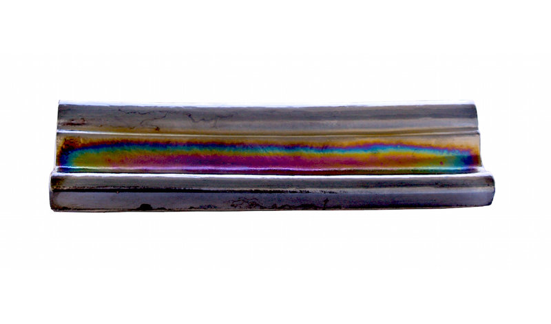 Atmosphere 2 in. x 8 in. Iridescent Recycled Glass Handmade Trim Decorative Wall & Pool Tile, Iridescent Black