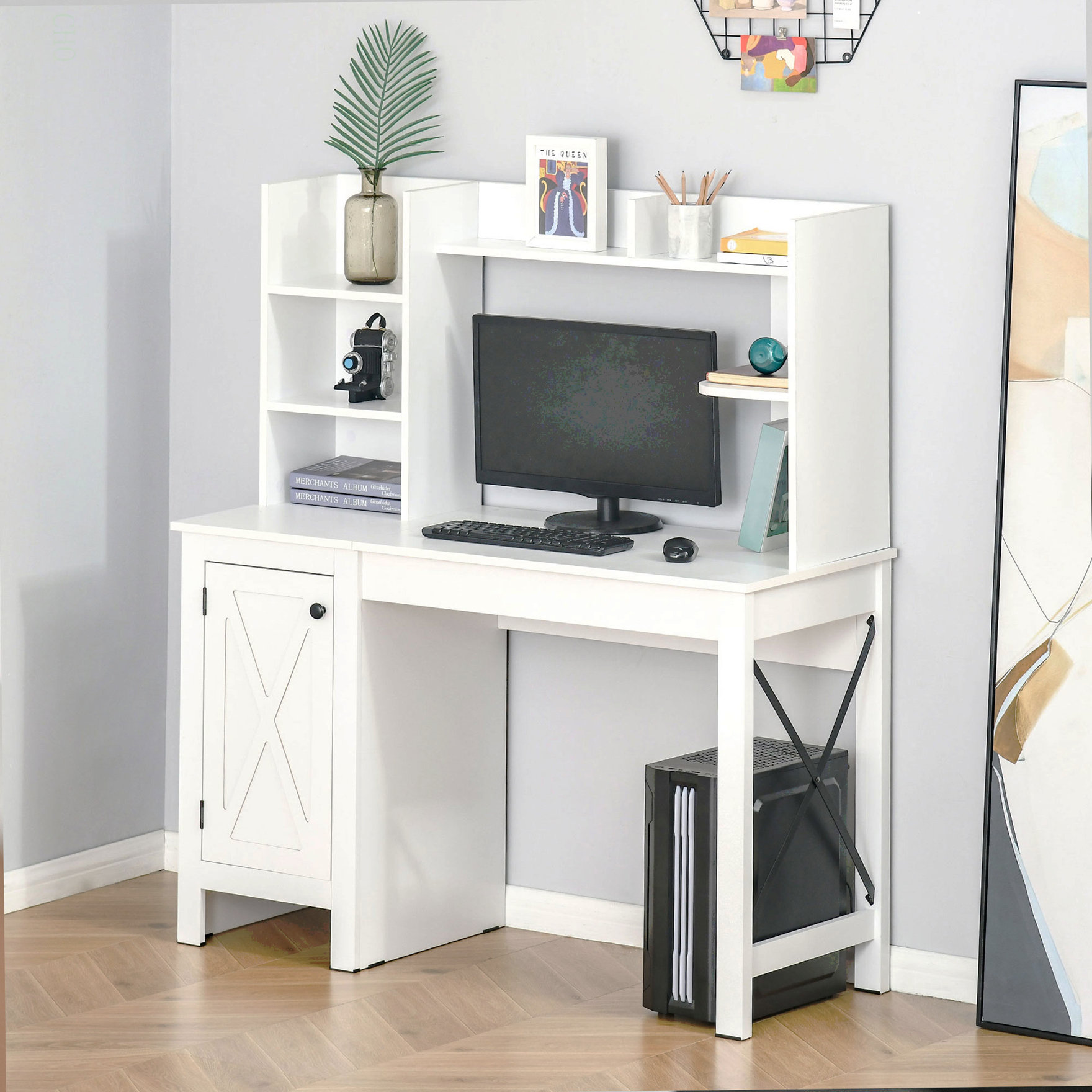 Farmhouse Computer Ophelia & Co. Farmhouse Computer Desk With Hutch And Cabinet, Home ...
