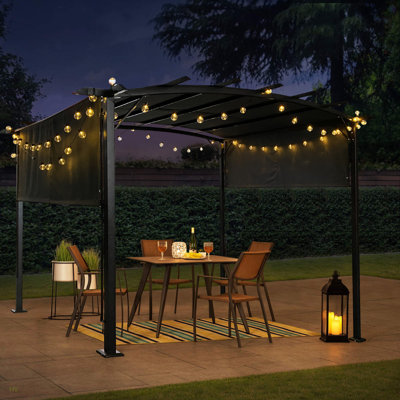 Pavillon de jardin escamotable d'extérieur 12 X 9 pi pour patio, jardin, cour et terrasse