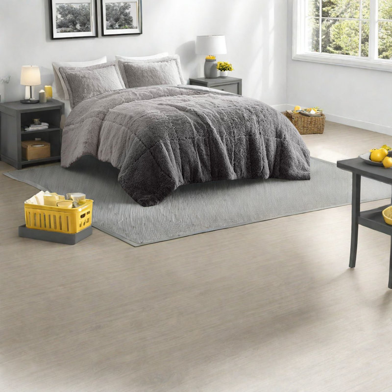 Ensembles luxueux de literie à poils longs gris, confort moelleux en polyester pour la maison