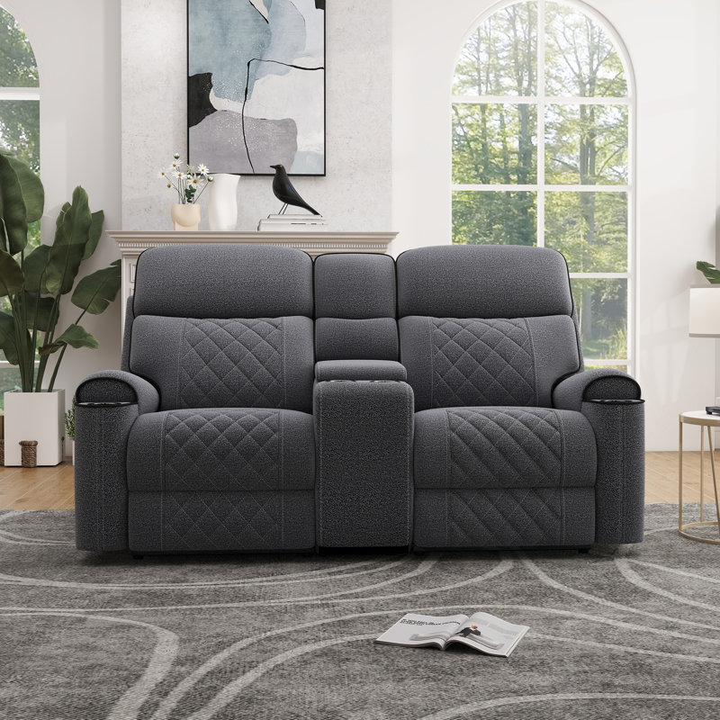 Causeuse inclinable 75,7 po avec console centrale