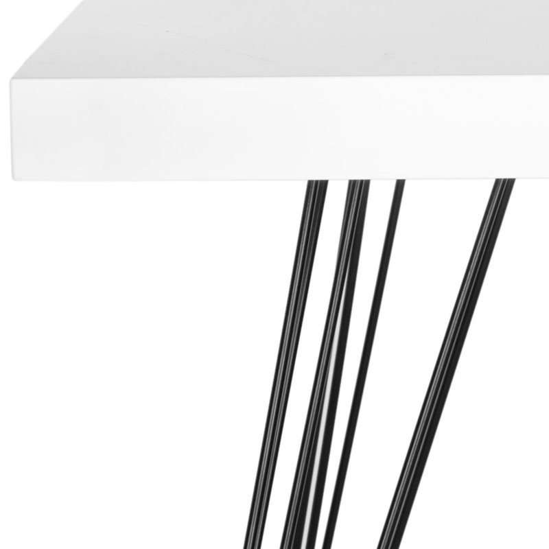 Guin Metal Base Dining Table, White/Black