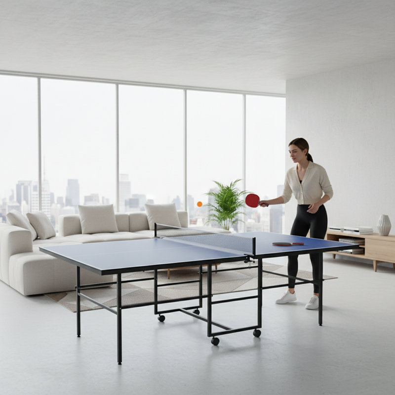 Ensemble de table de ping-pong pliable et portable 9 pi avec filet, 2 raquettes et 3 balles