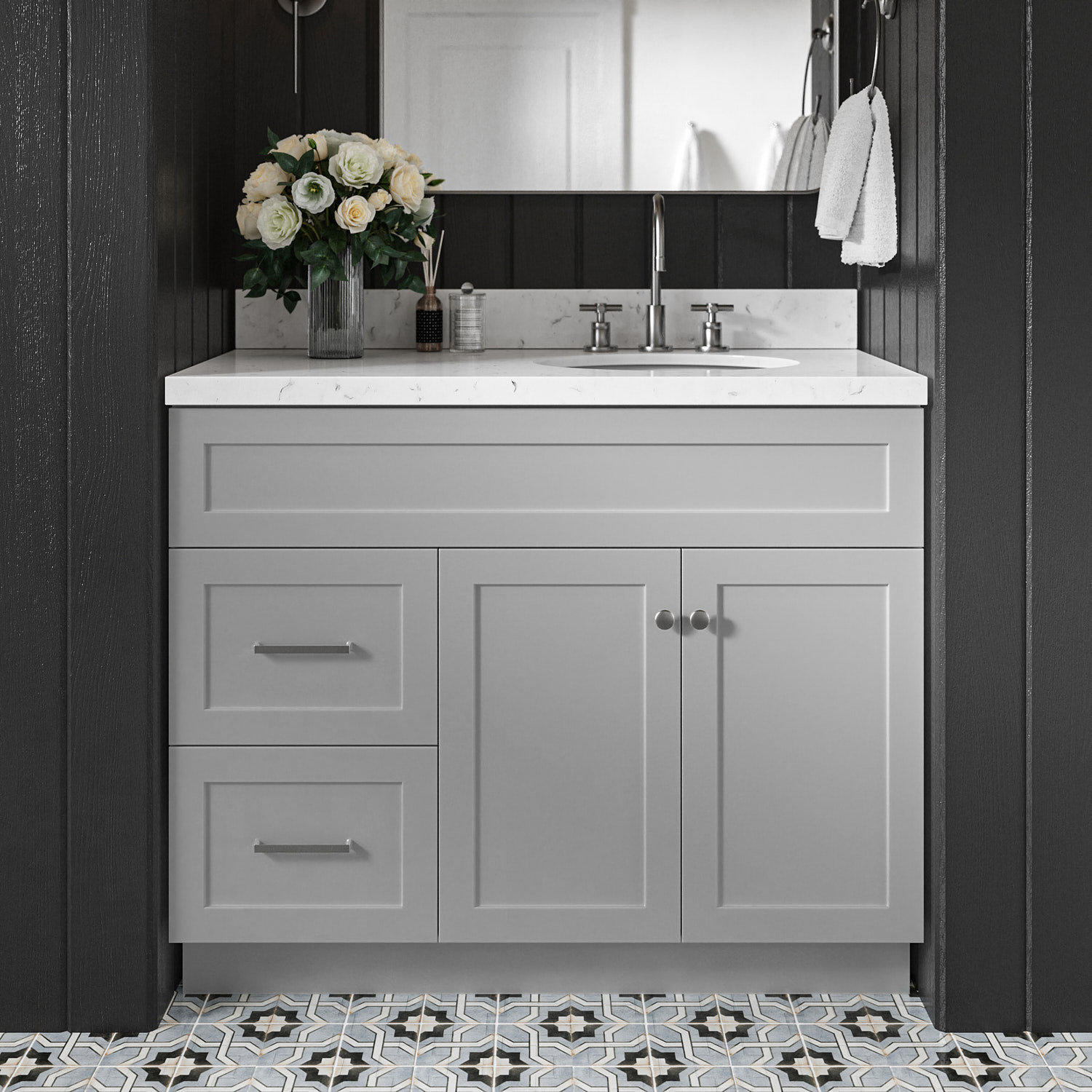 Winston Porter Abell 42'' Free Standing Single Bathroom Vanity with Top ...