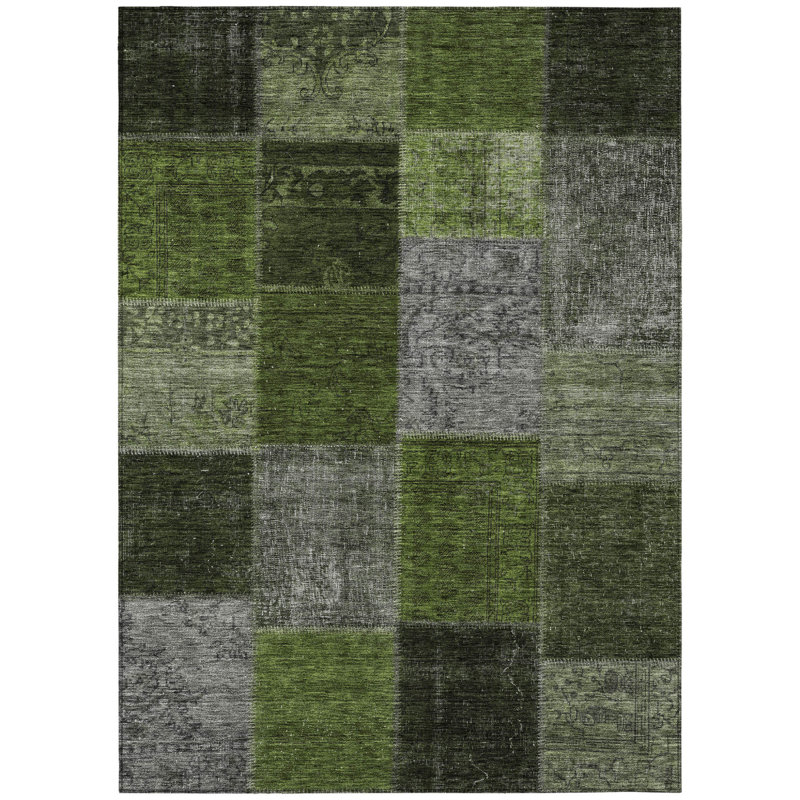 Tapis intérieur / extérieur vert olive et artichaut 10 pi x 14 pi HomeRoots