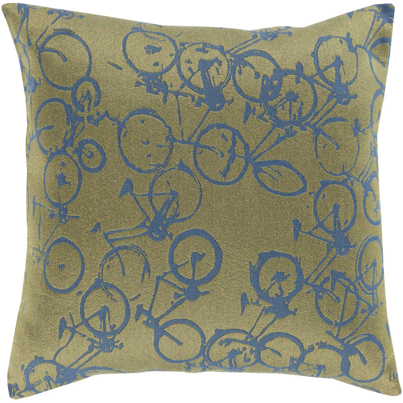  Coussin vélo, Bleu / lime, Duvet, 18 po x 18 po