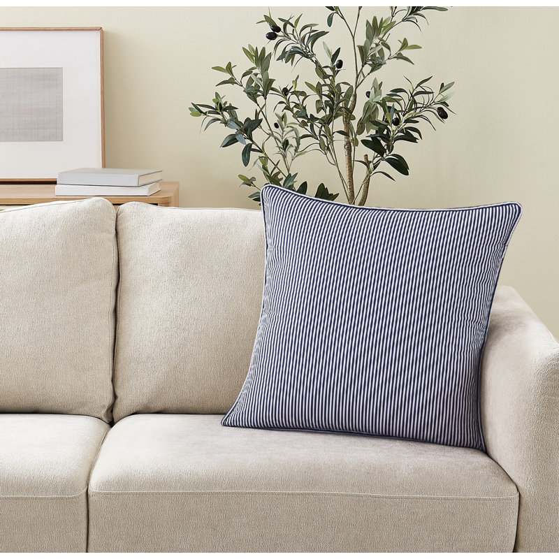 Coussin Brooklyn, Blanc / Bleu marine