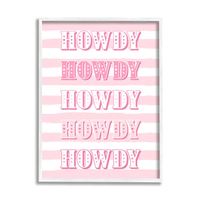 Howdy Pink and White Stripes by Martina Pavlova Single Picture Frame Print on Canvas