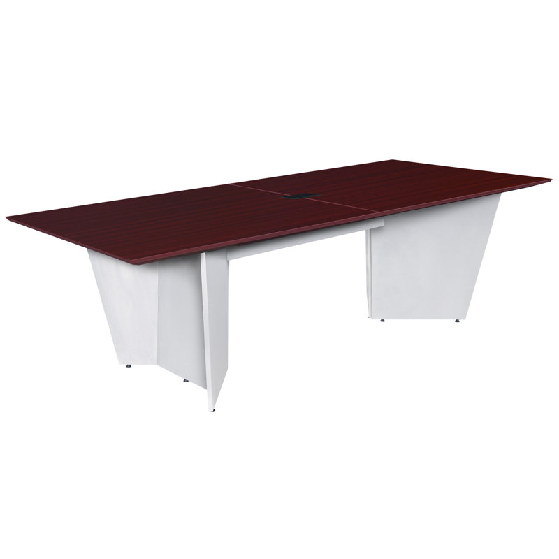 Table de conférence Array avec œillets de puissance, Acajou / blanc, H 29 po x L 96 po x l 48 po