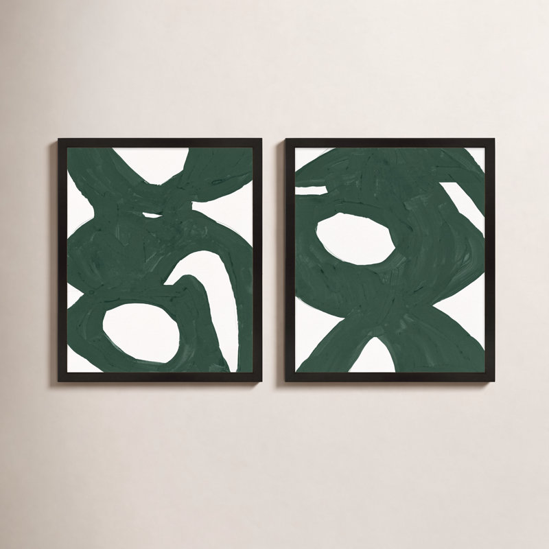 Goodall Green Harmony, ensemble de 2 par Andrea Stokes - Art mural encadré, Cadre noir, H 20 po x l 16 po