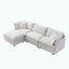 Canapé modulaire de 105 po en tissu de chenille rembourré de 105 po, canapé 3 places avec repose-pieds beige-915548713