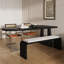 Table de salle à manger style Mid-Century français en bois massif semi-elliptique-1934203188