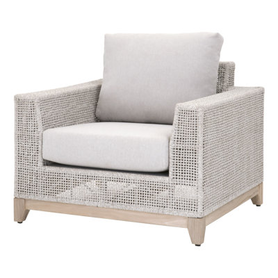 Chaise de patio en teck avec coussins Boudreaux