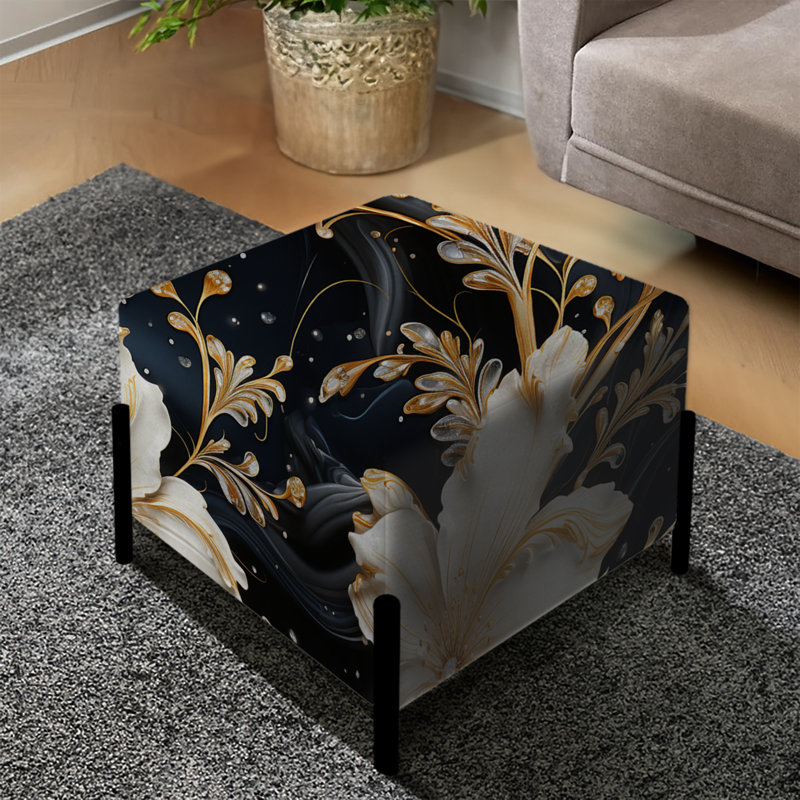 Victorian Opulence Marble Pattern - Marble Square Ottoman