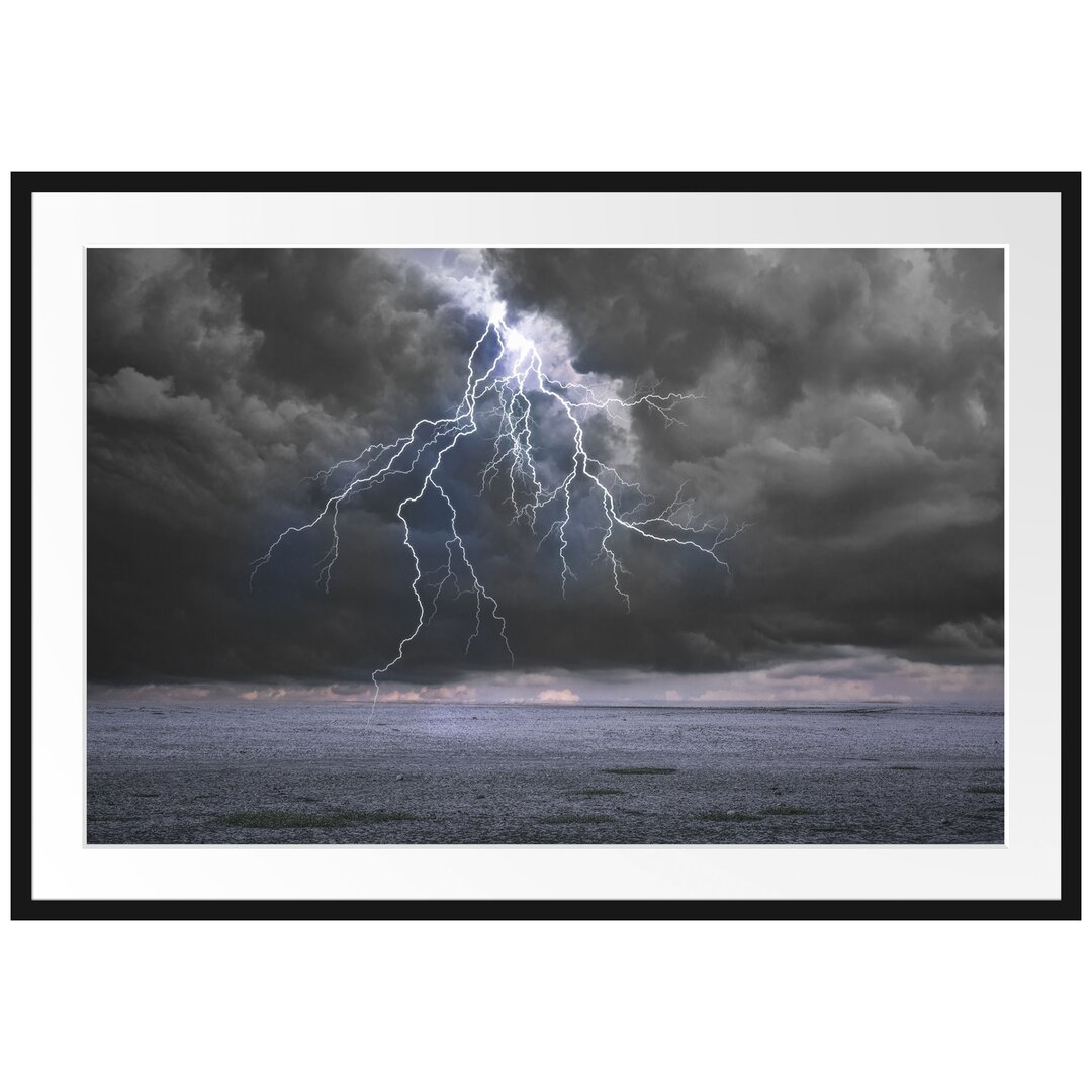 Gerahmtes Poster Gewitter über Meer