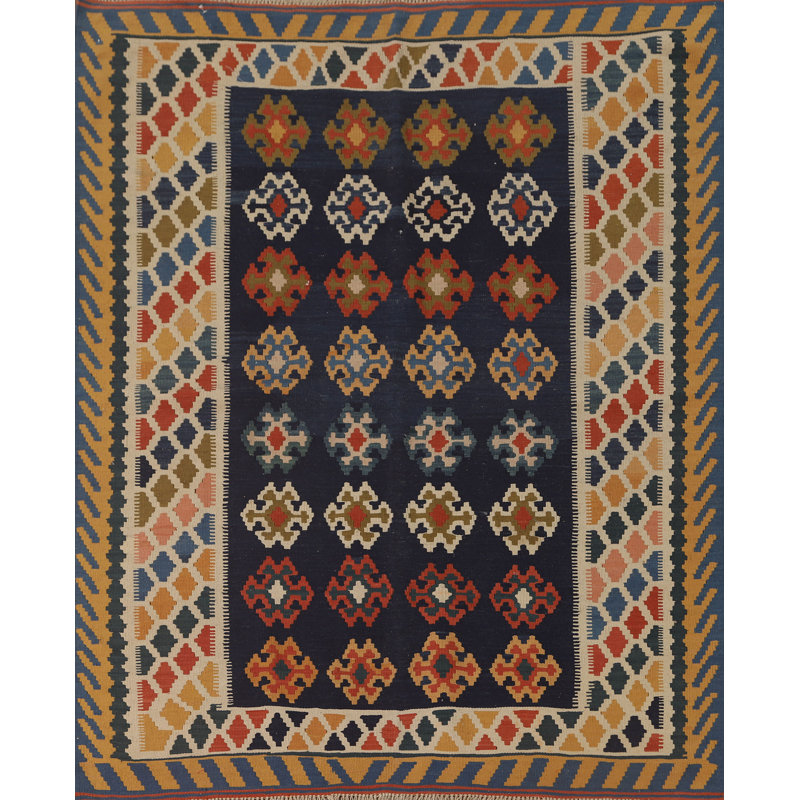 Tapis kilim bleu marine 5 x 6