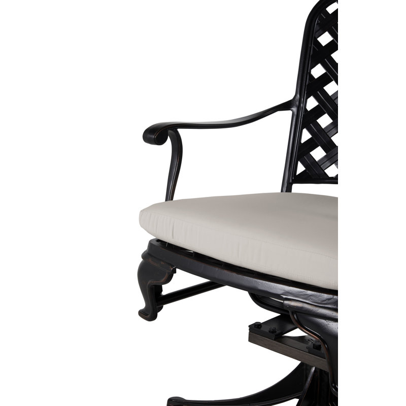 Chaise berçante d'extérieur en métal avec coussins Provance, Pas de soudure, Lin chambray, Gris ardoise