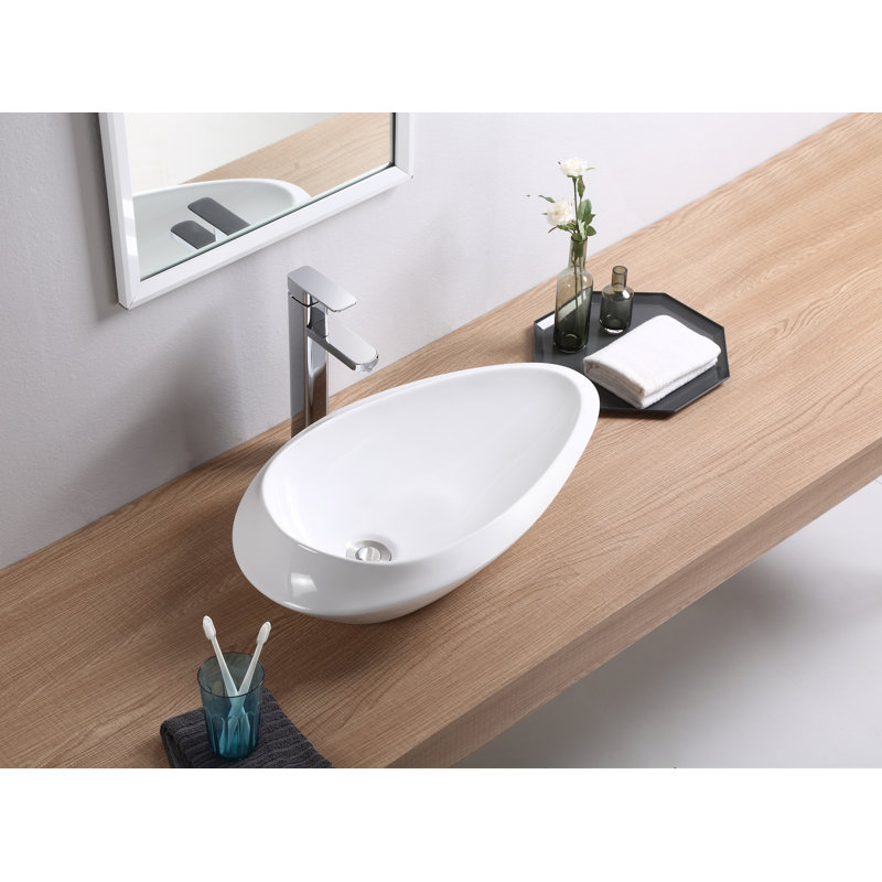 Vitreous China Oval Vessel Bathroom Sink