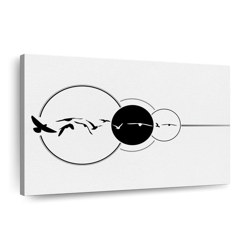 Silhouette d'oiseaux volants sur toile, H 20 po x l 30 po x P 1,25 po