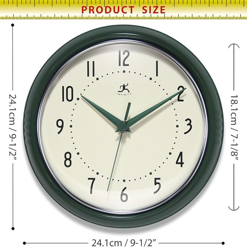 Infinity Instruments LTD. Rétro horloge murale de cuisine Mid Century