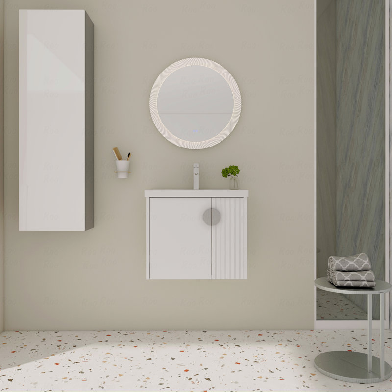 Meuble-lavabo 24 po avec lavabo, pour petite salle de bain, meuble-lavabo avec porte à fermeture en douceur, 24", Blanc