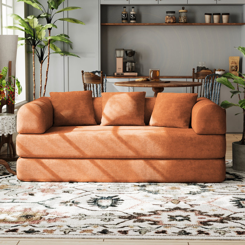 Adame 80'' Convertible Sleeper Sofa Bed Folding Compression Couch With 3 Pillows Small Living Room Sofa Playroom Couch