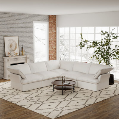 Canapé modulaire rembourré en velours côtelé 5 pièces Fairford